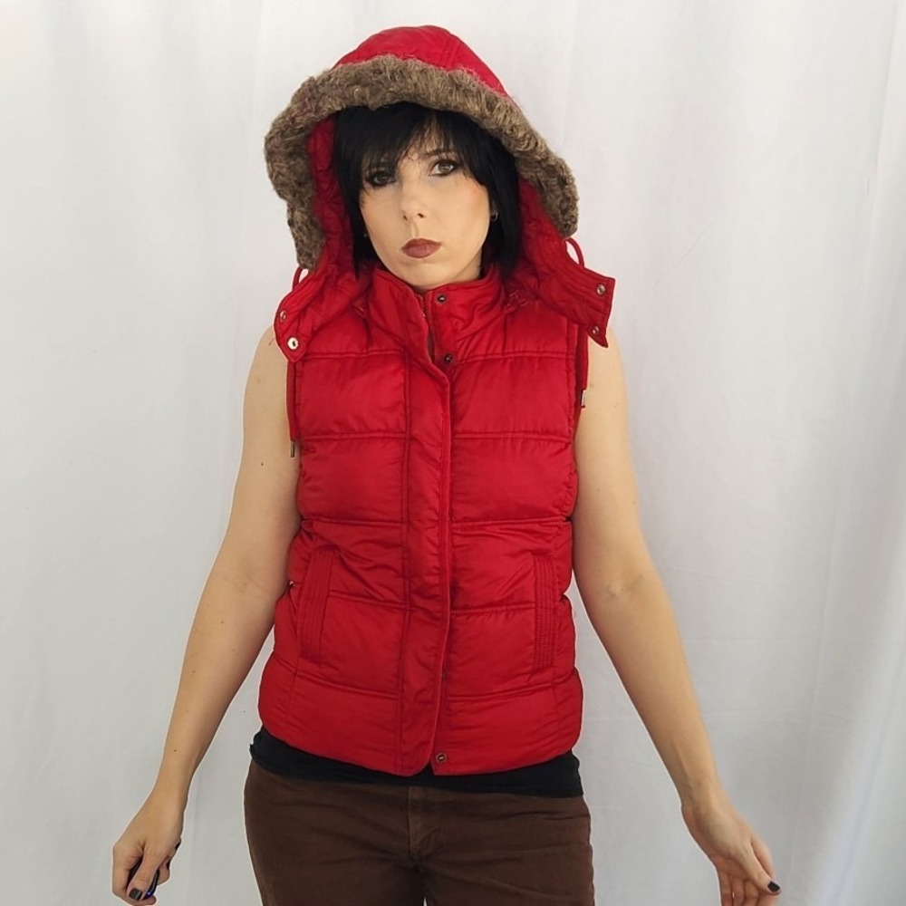 Aeropostle Red Puffer Vest with Hood